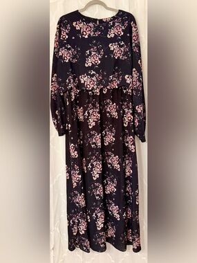 Refka Black Floral Long Sleeve Boho Maxi Dress Size 16